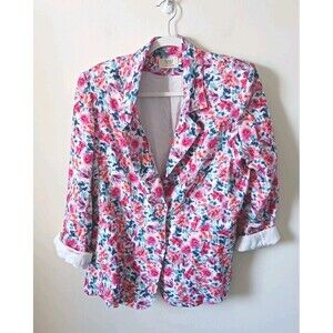 Saaj Pink White Floral Office Blazer Jacket EU 40 ( 8 )